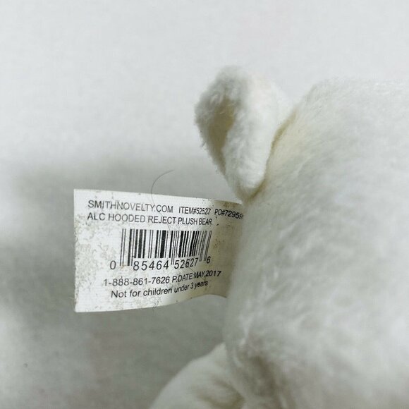 The Rock Alcatraz Hooded Bear Plush 9” Reject Too Cute White Prisoner Novelty - Picture 10 of 10